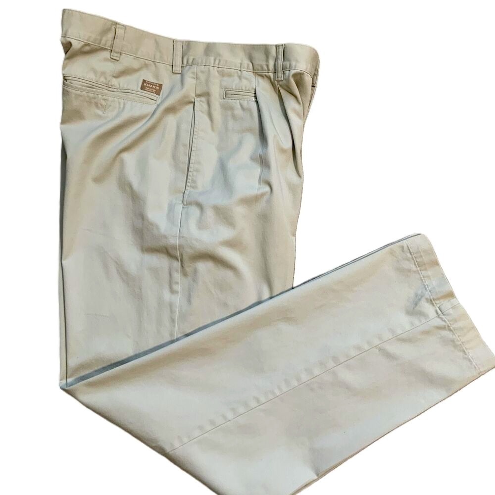 Bugle Boy Mens Vintage Light Khaki Pleated‎ Chino Cotton Pants Size 38W 34L